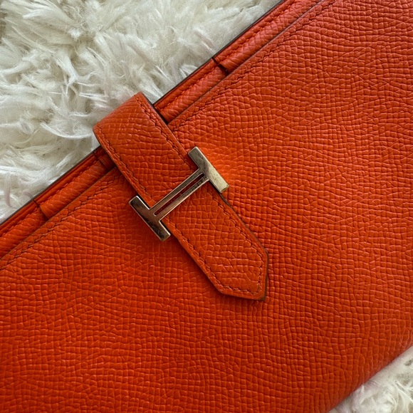 Hermes Bearn Wallet orange epsom leather with palladium hardware - orig. $2625 - Picture 3 of 8